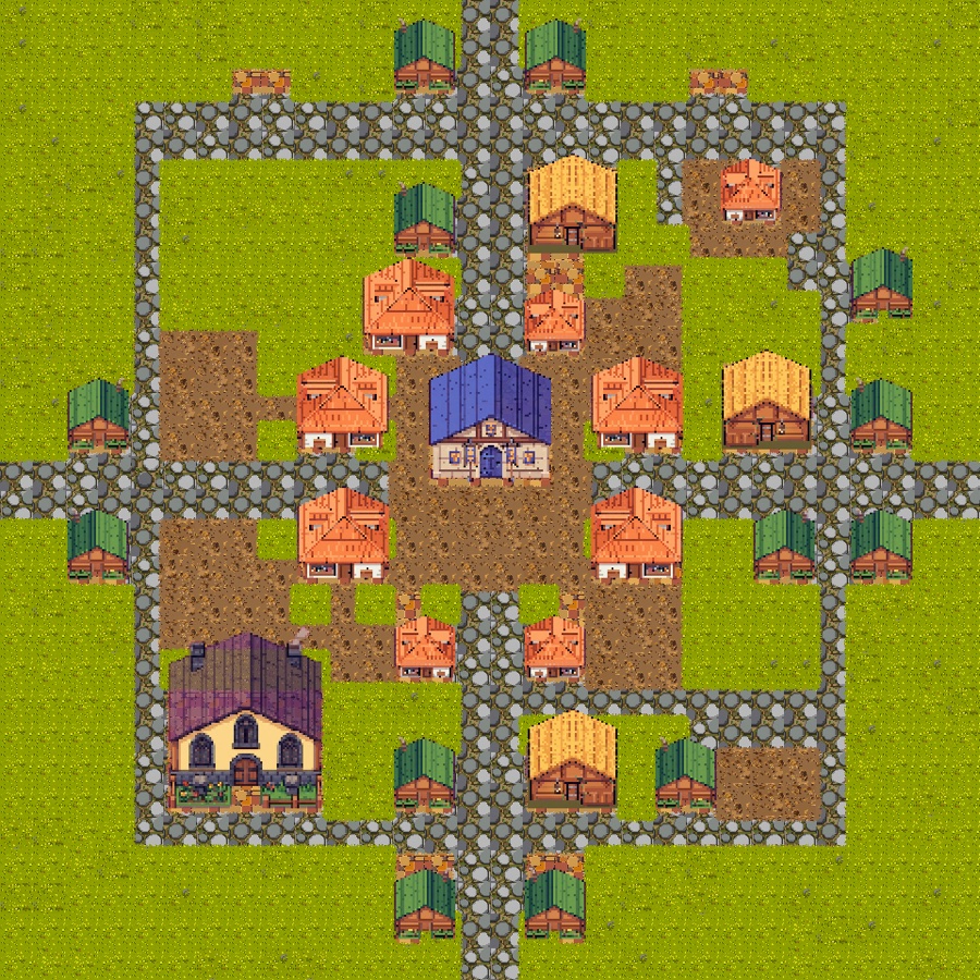 Tile-based town, assembled