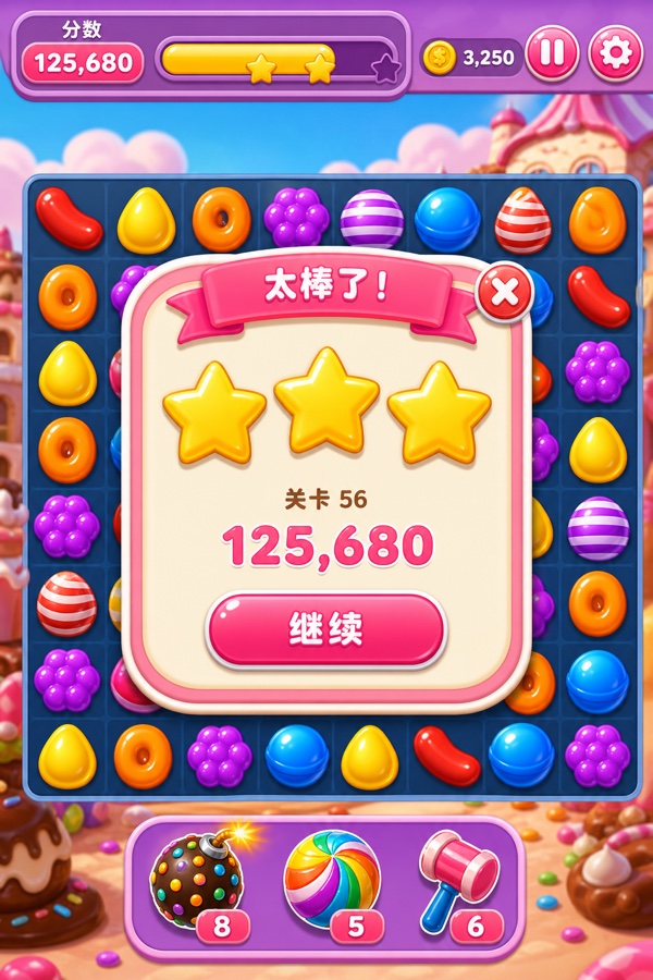 Casual candy UI mockup