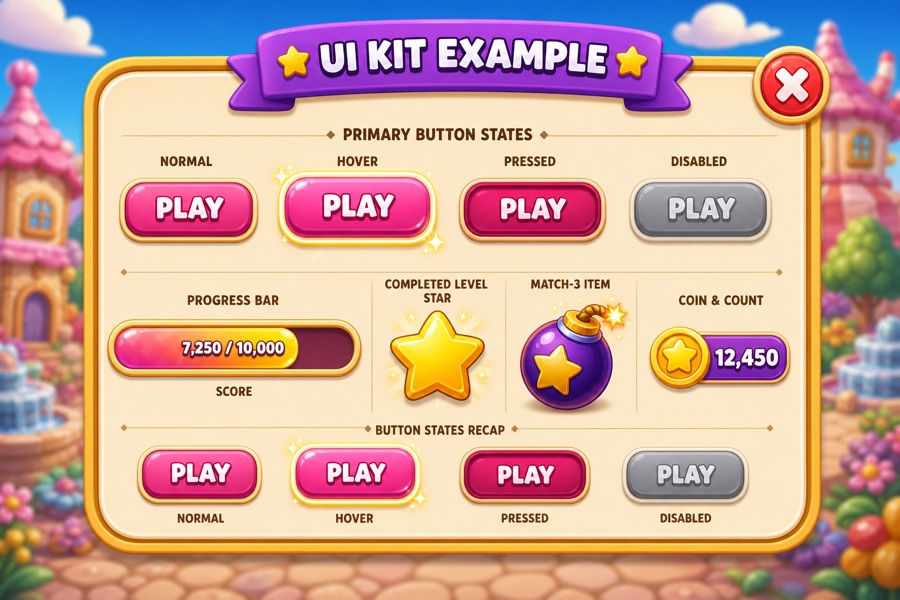 Casual cartoon settings UI mockup